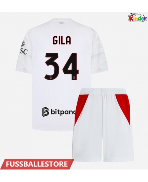 Günstige AC Milan Mario Gila #34 Auswärts Trikotsatzt Kinder 2026-27 Kurzarm (+ Kurze Hosen)